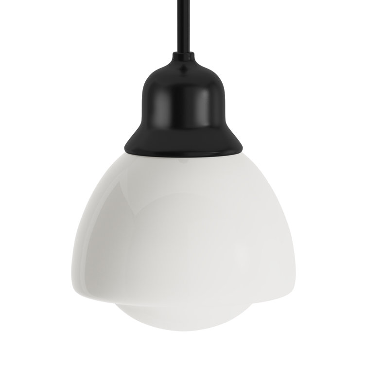 Brooks Transitional Blackened Bronze Drum Pendant with White Milk Glass