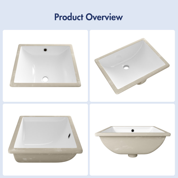 Denbigh 18" White Ceramic Rectangular Undermount Bathroom Sink