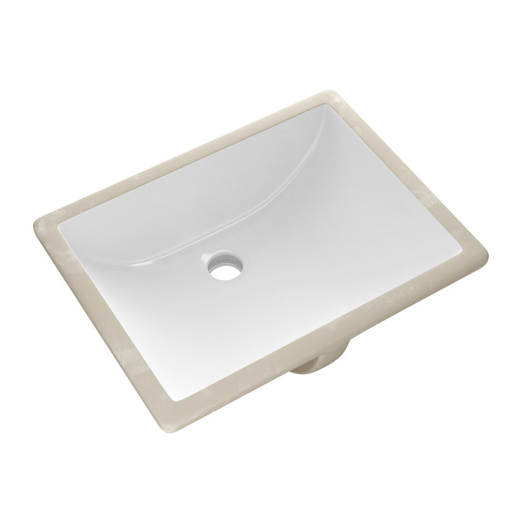 Denbigh 18" White Ceramic Rectangular Undermount Bathroom Sink