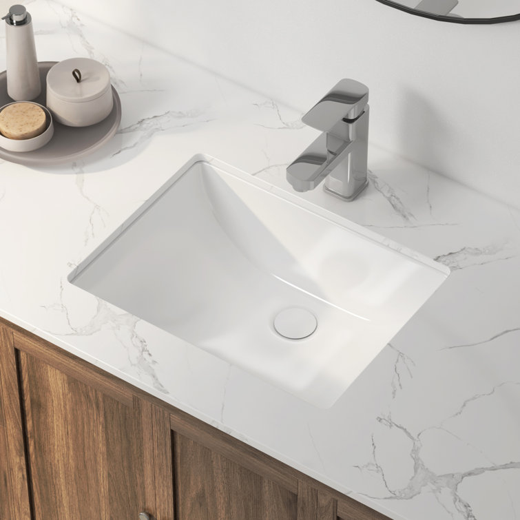 Denbigh 18" White Ceramic Rectangular Undermount Bathroom Sink