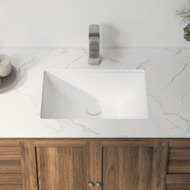 Denbigh 18" White Ceramic Rectangular Undermount Bathroom Sink
