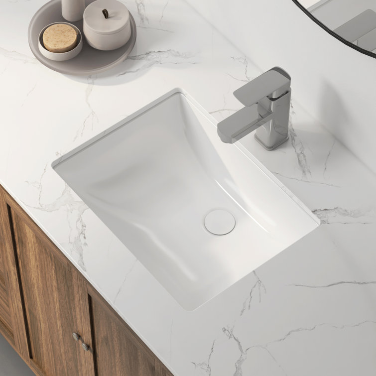 Denbigh 18" White Ceramic Rectangular Undermount Bathroom Sink