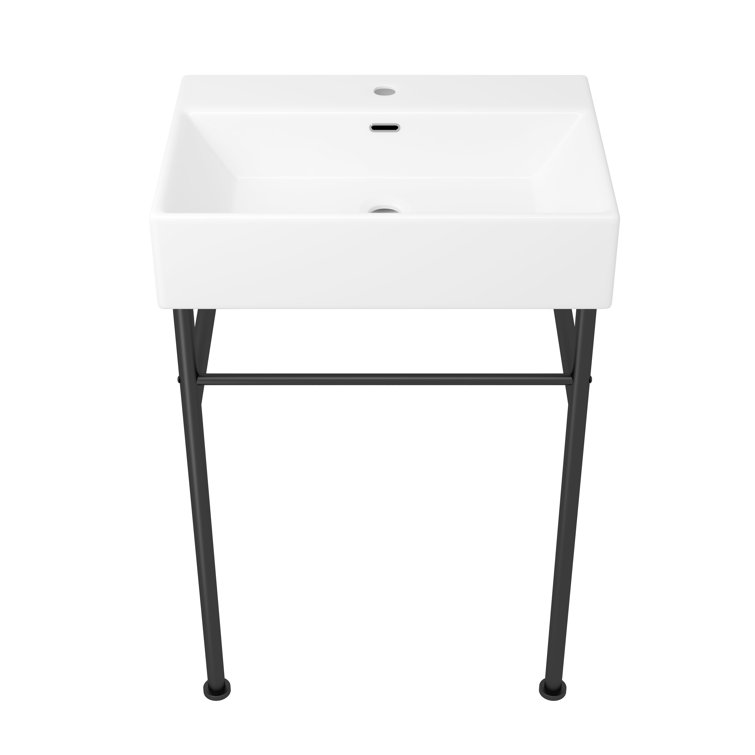 Turner 24" Matte Black Ceramic Wall-Mount Console Sink