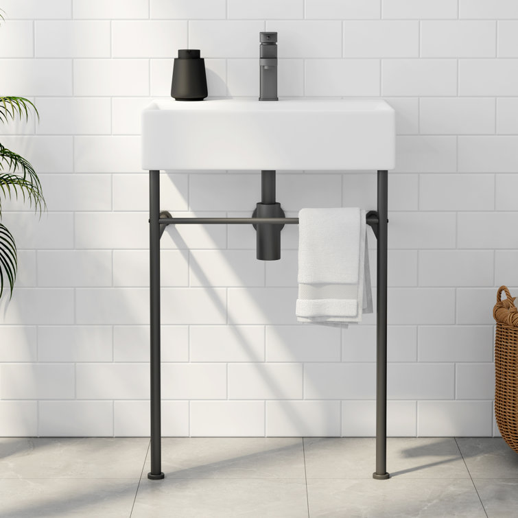 Turner 24" Matte Black Ceramic Wall-Mount Console Sink