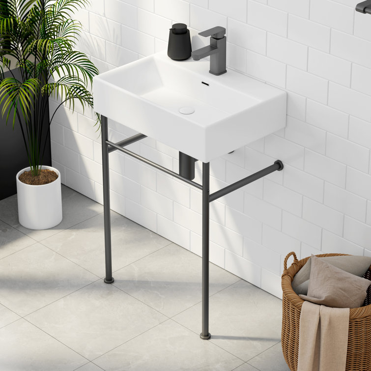 Turner 24" Matte Black Ceramic Wall-Mount Console Sink