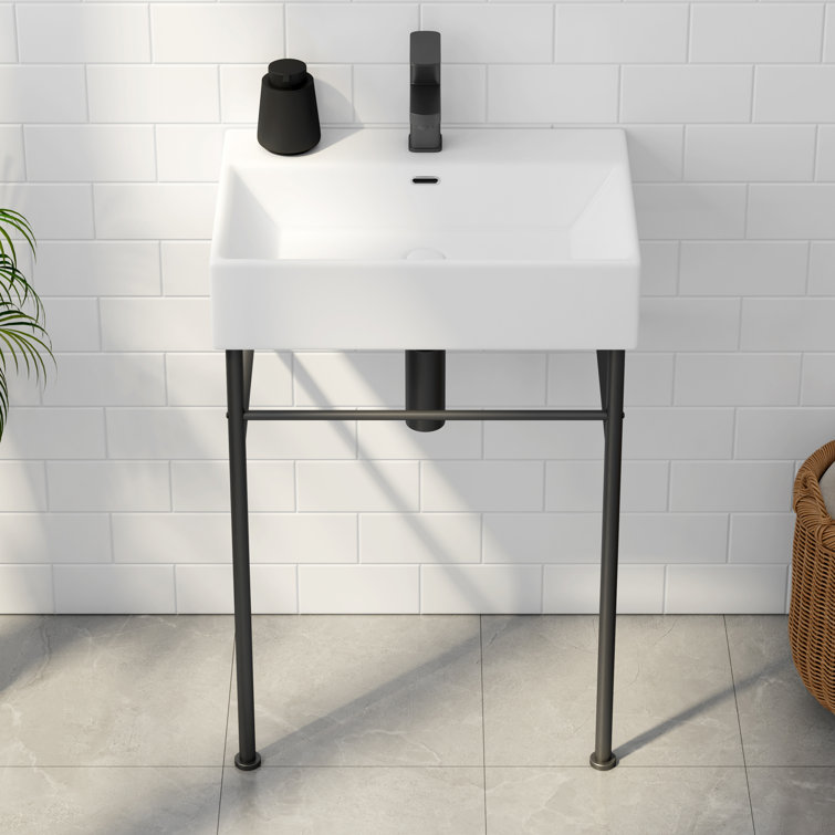 Turner 24" Matte Black Ceramic Wall-Mount Console Sink