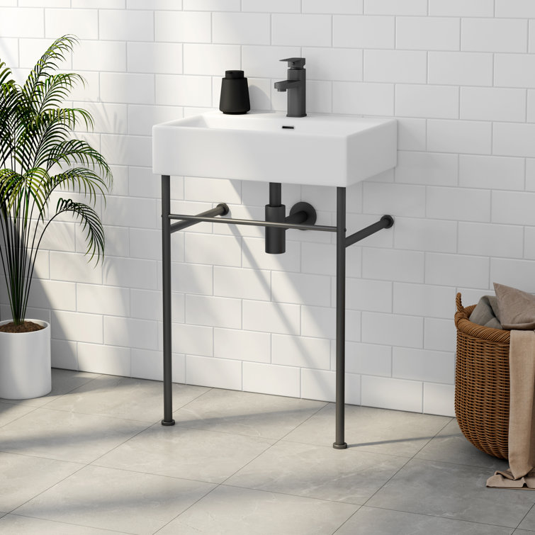Turner 24" Matte Black Ceramic Wall-Mount Console Sink