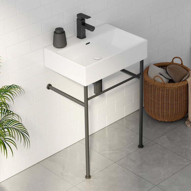 Turner 24" Matte Black Ceramic Wall-Mount Console Sink