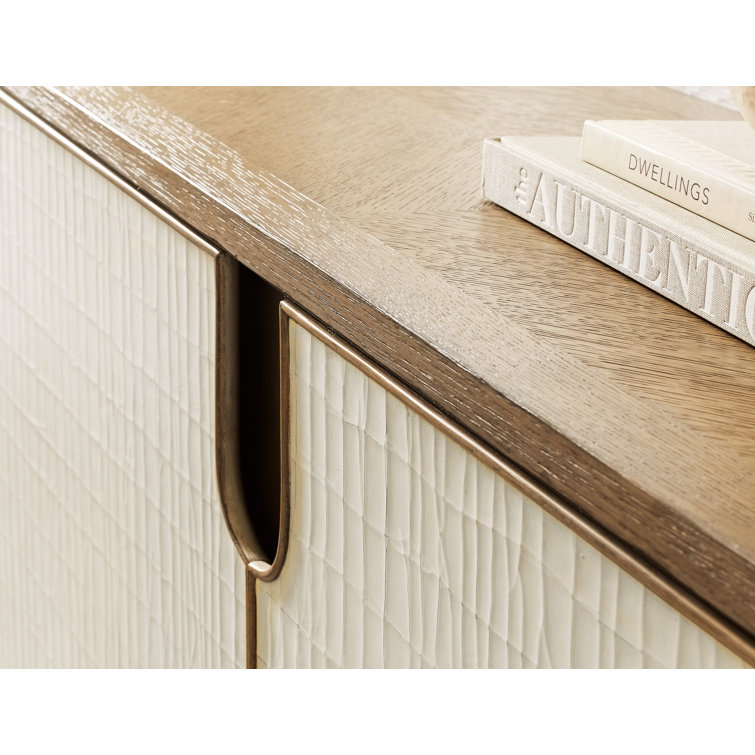 Beige and Brown Oak Transitional Credenza