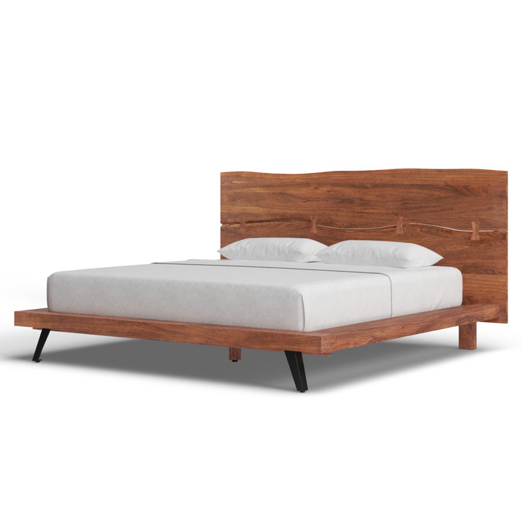 Madagascar Queen Platform Bed with Organic Edge Headboard