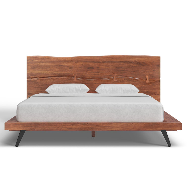 Madagascar Queen Platform Bed with Organic Edge Headboard