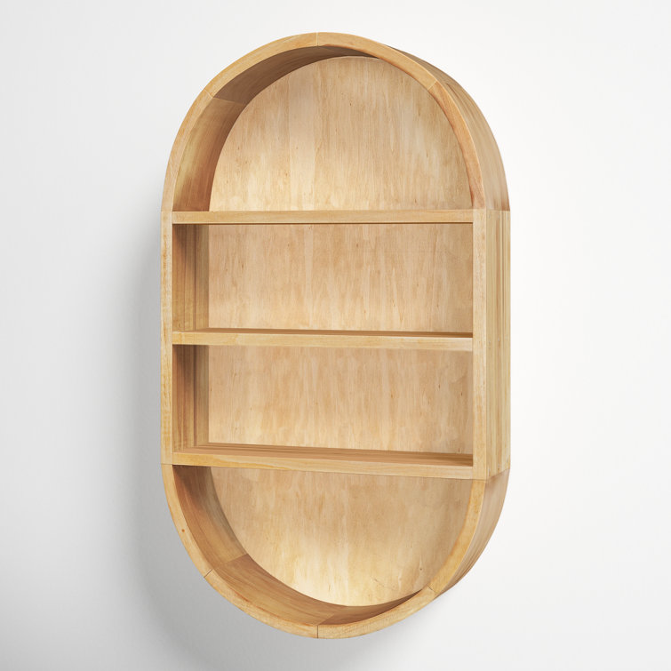 Natural Mango Wood Oval Floating Wall Shelf, 18.6"