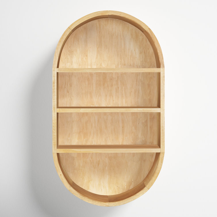 Natural Mango Wood Oval Floating Wall Shelf, 18.6"