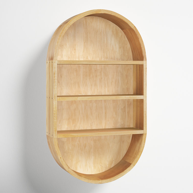 Natural Mango Wood Oval Floating Wall Shelf, 18.6"
