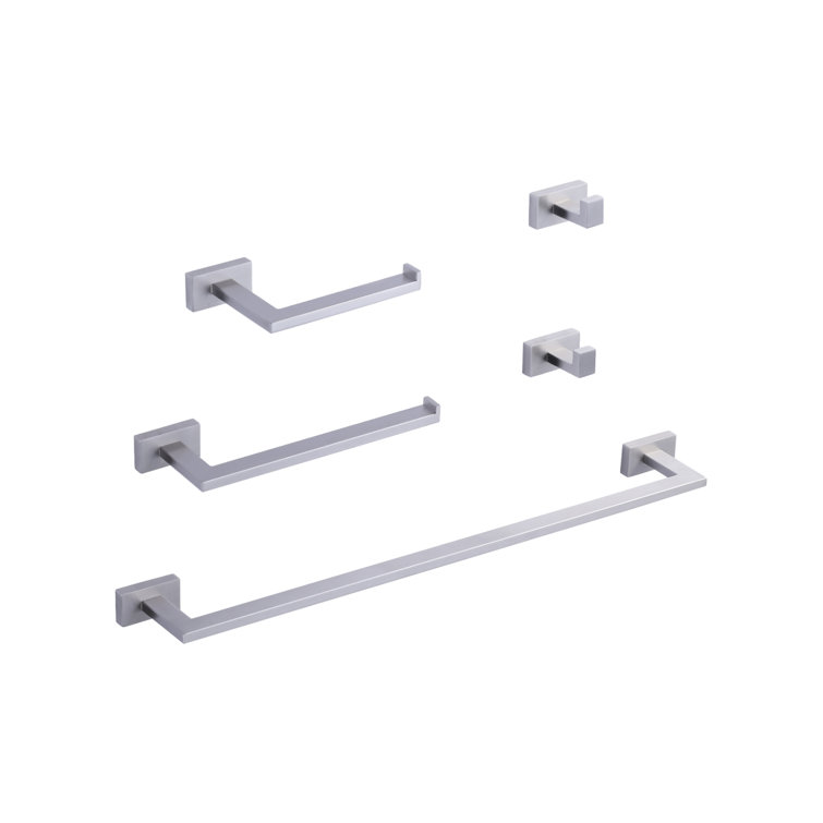 Brushed Nickel 5-Piece Modern Bathroom Hardware Set