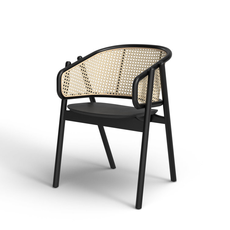 Emmy Black and Natural Rattan Cane Dining Chair