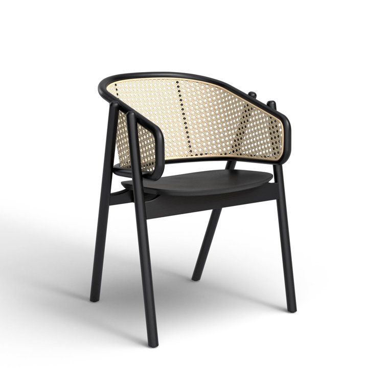 Emmy Black and Natural Rattan Cane Dining Chair