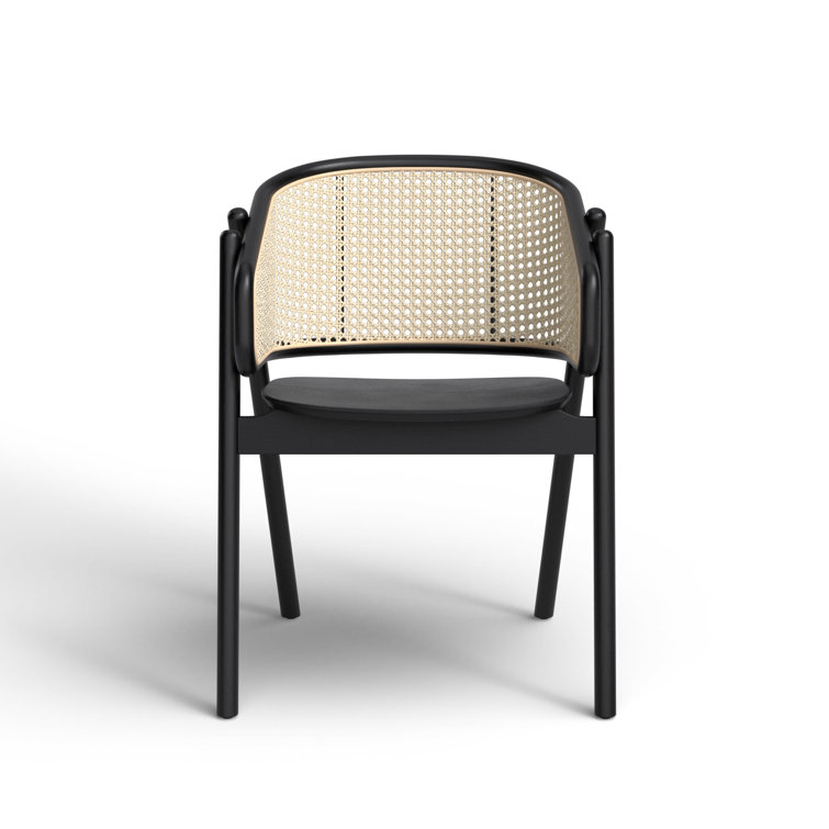 Emmy Black and Natural Rattan Cane Dining Chair
