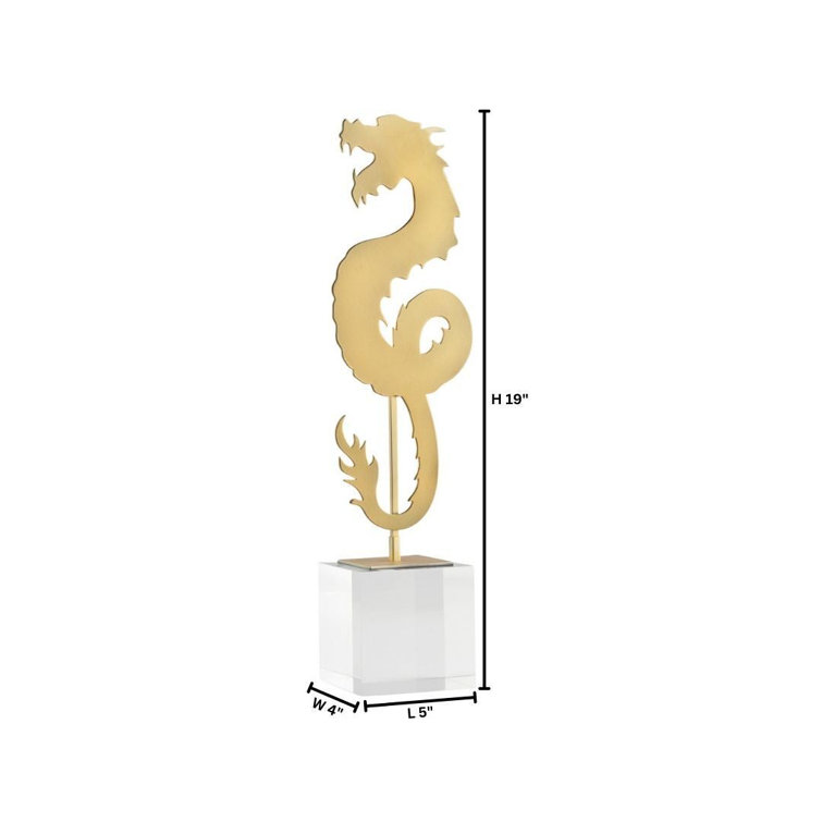 Gold and Clear Plastic Dragon Sculpture Set