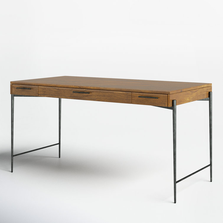 Transitional Bedford Brown Home Office Desk with 3 Drawers