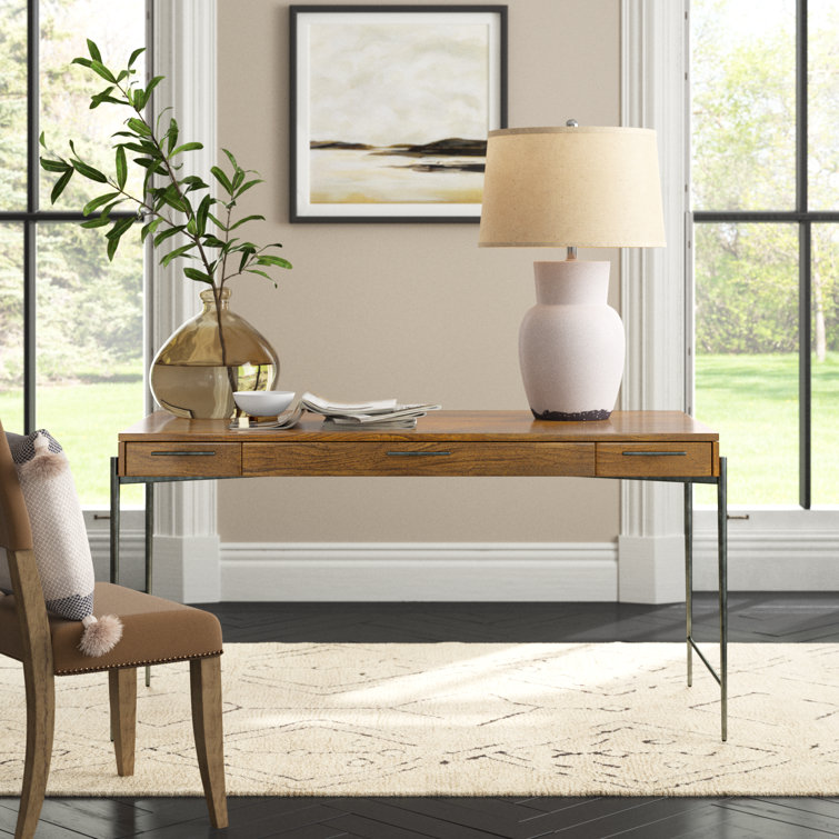 Transitional Bedford Brown Home Office Desk with 3 Drawers