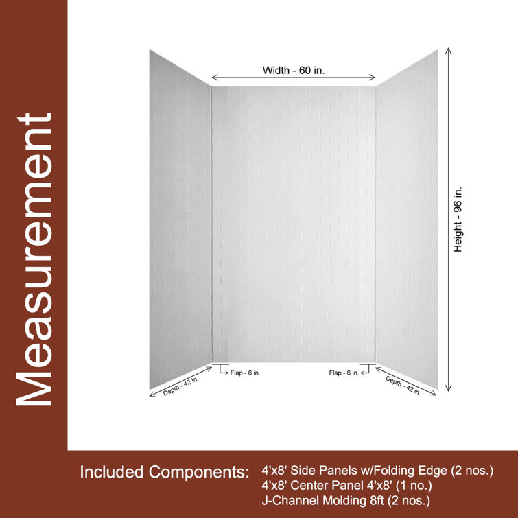 Gloss White PVC Subway Tile Tub and Shower Wall Panels