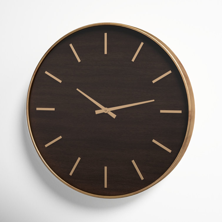 Mari 23.75'' Round Mahogany and Metal Wall Clock