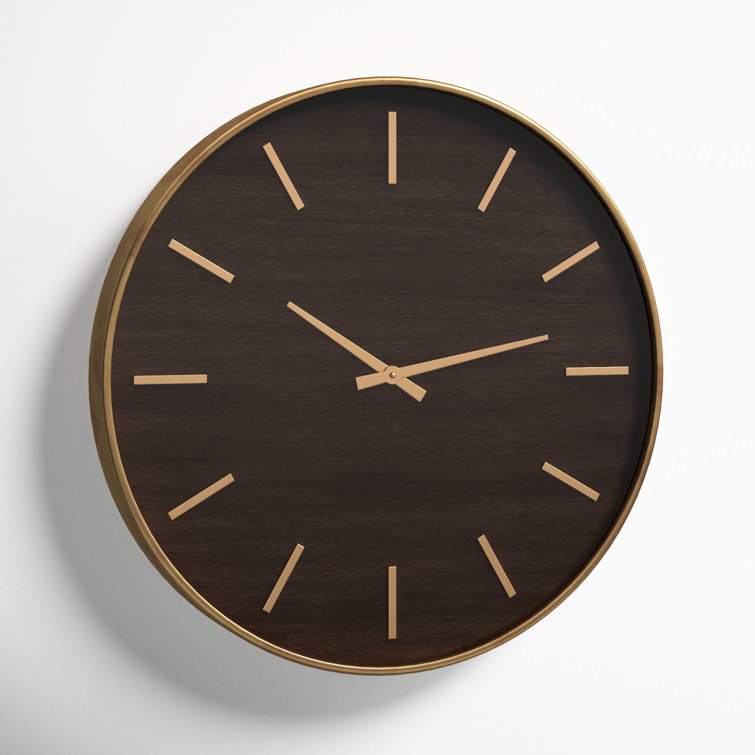Mari 23.75'' Round Mahogany and Metal Wall Clock