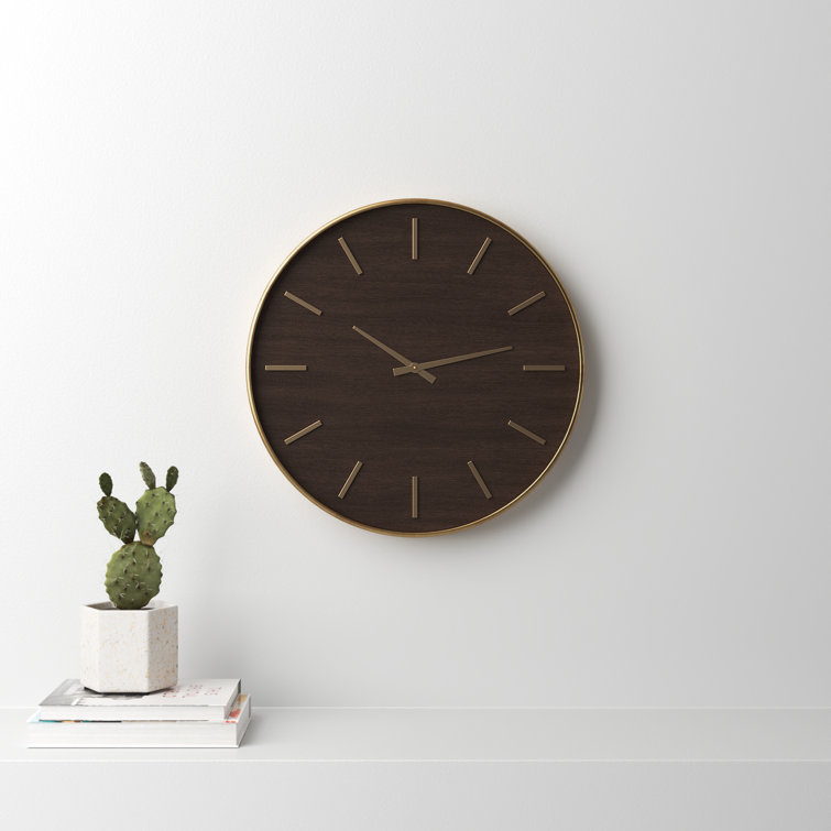 Mari 23.75'' Round Mahogany and Metal Wall Clock