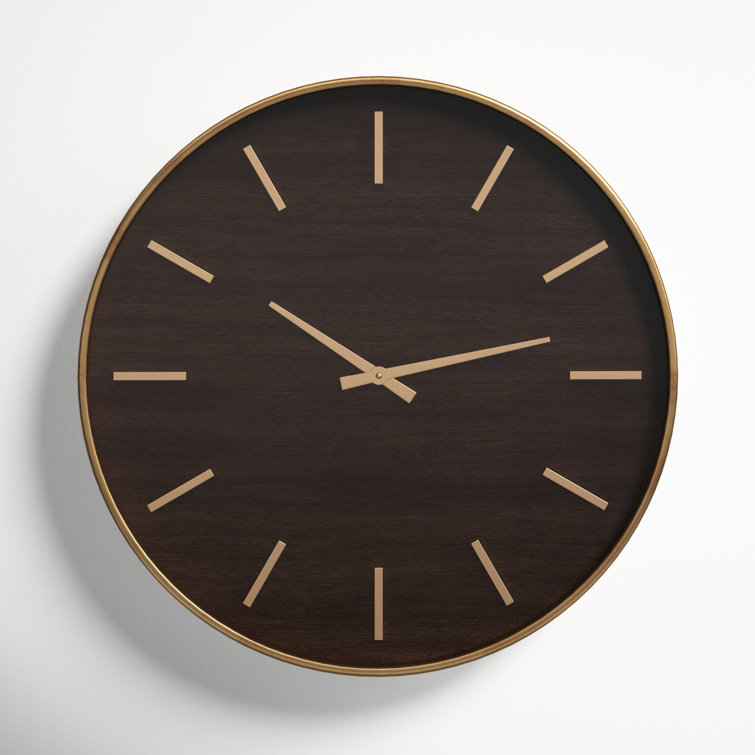 Mari 23.75'' Round Mahogany and Metal Wall Clock