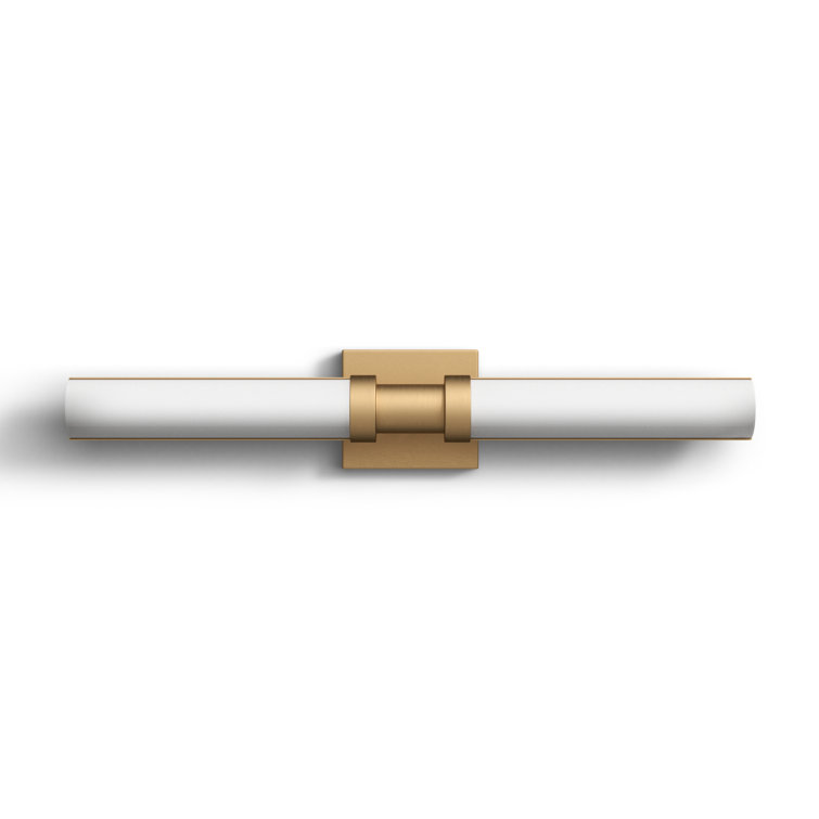 Satin Brass Dimmable LED Vanity Light with Frosted Glass