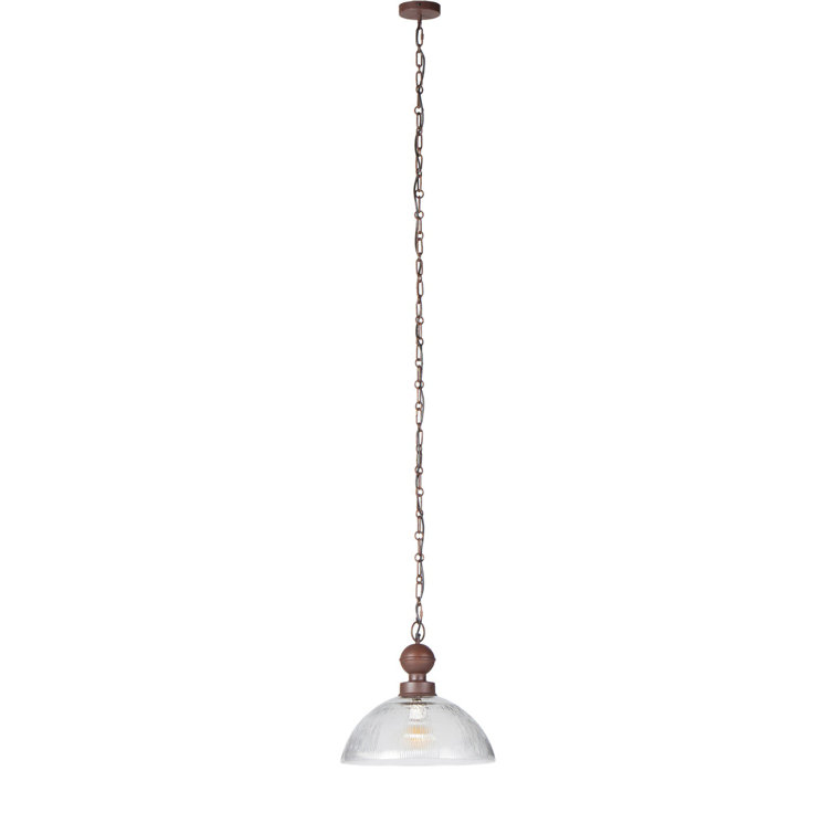 Rustic Iron and Faceted Clear Glass LED Pendant Light