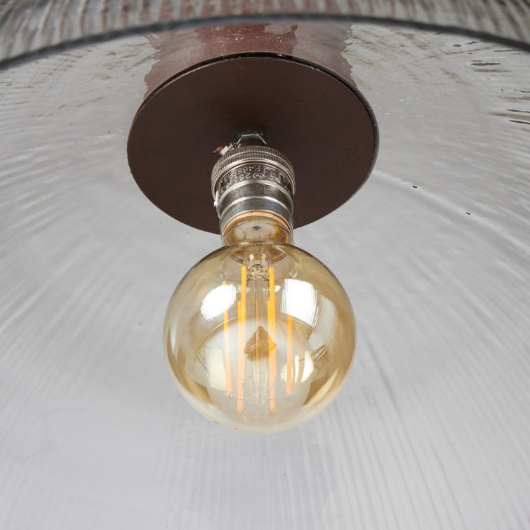 Rustic Iron and Faceted Clear Glass LED Pendant Light