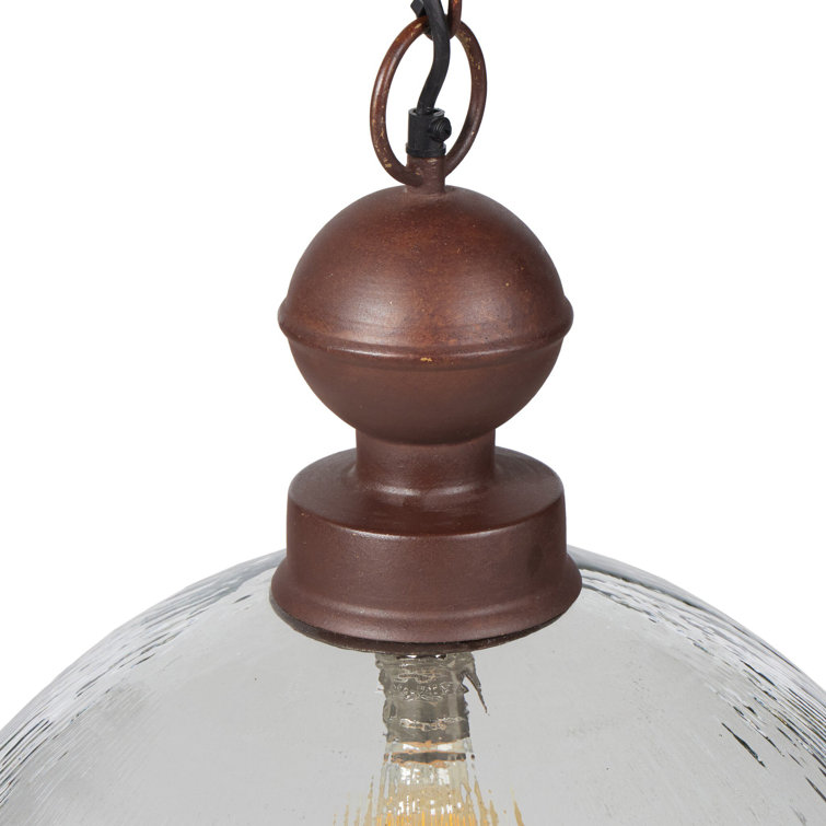 Rustic Iron and Faceted Clear Glass LED Pendant Light