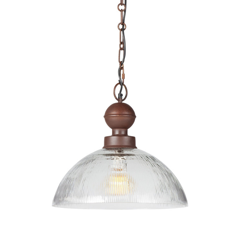 Rustic Iron and Faceted Clear Glass LED Pendant Light