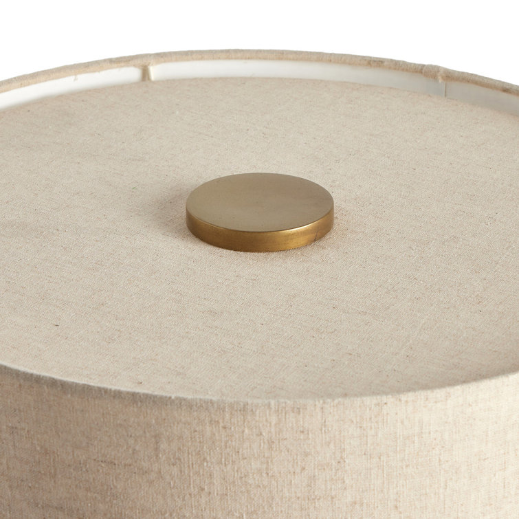 Natural Flax Linen Drum Shade Table Lamp