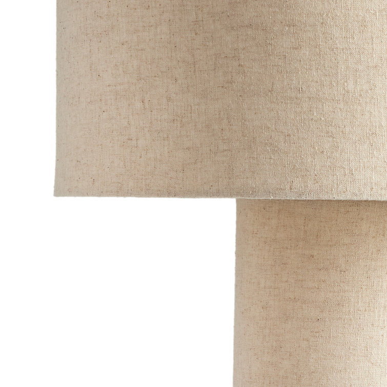 Natural Flax Linen Drum Shade Table Lamp