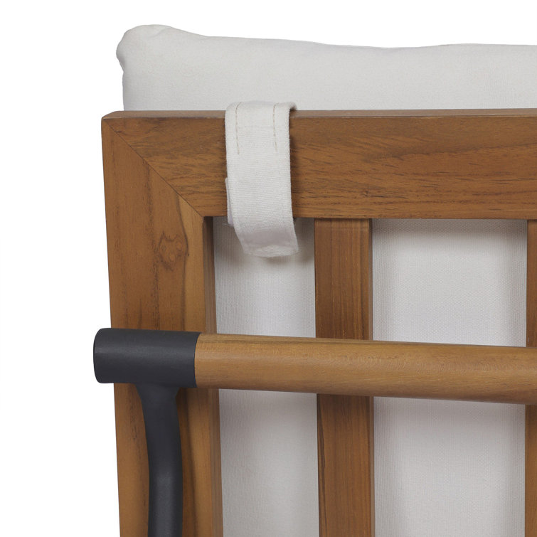 White Linen Weave Teak and Iron Armless Dining Chair