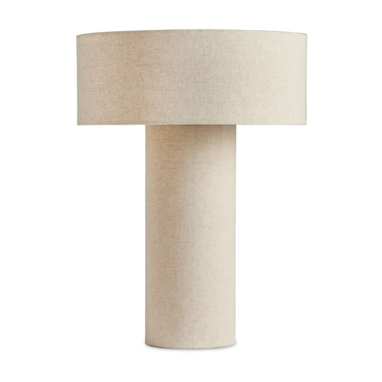 Natural Flax Linen Drum Shade Table Lamp