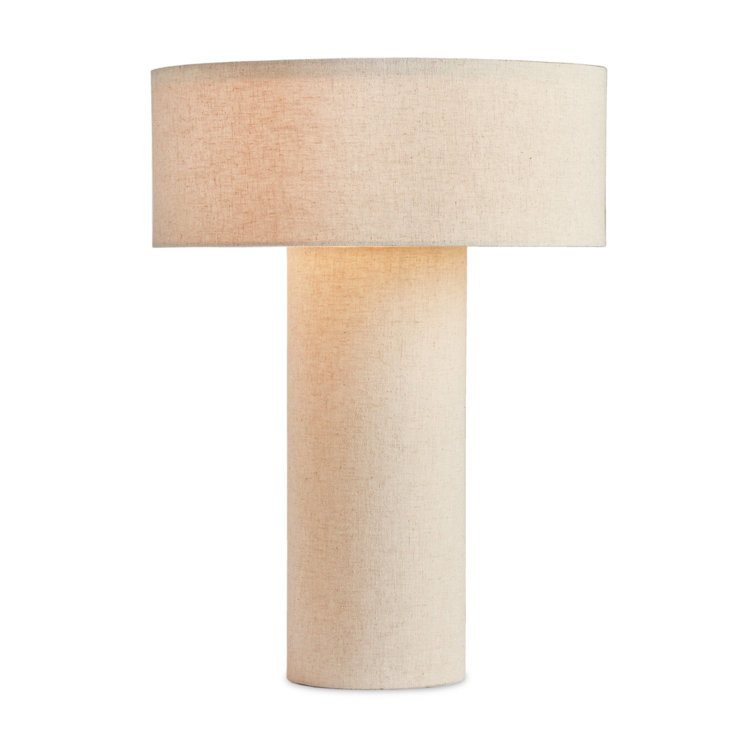 Natural Flax Linen Drum Shade Table Lamp