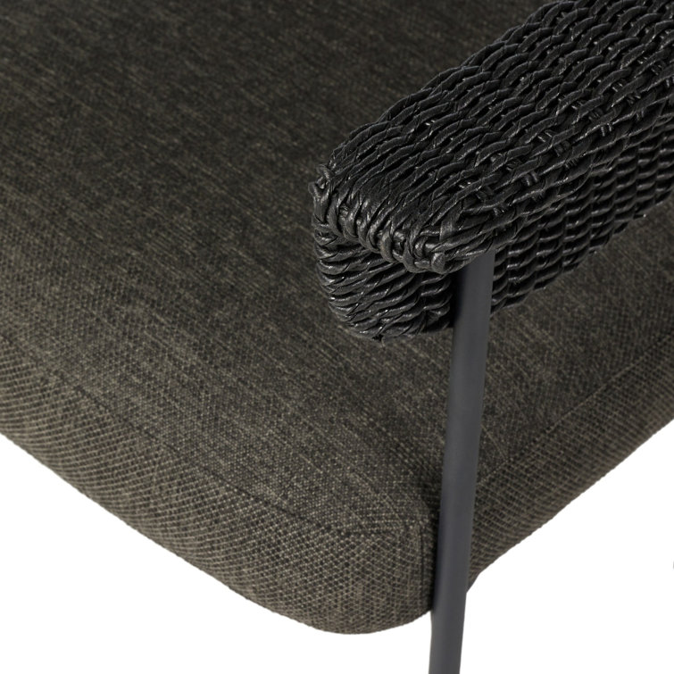 Black Woven Iron Outdoor Dining Chair with Cushions
