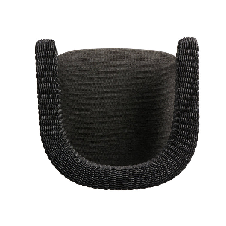 Black Woven Iron Outdoor Dining Chair with Cushions