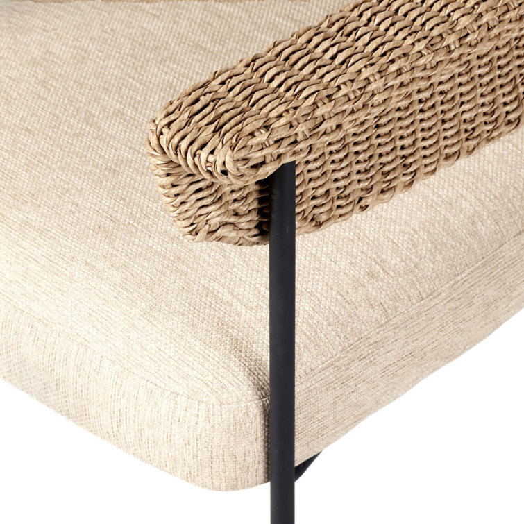 Taupe Woven Wicker and Iron Indoor/Outdoor Dining Chair
