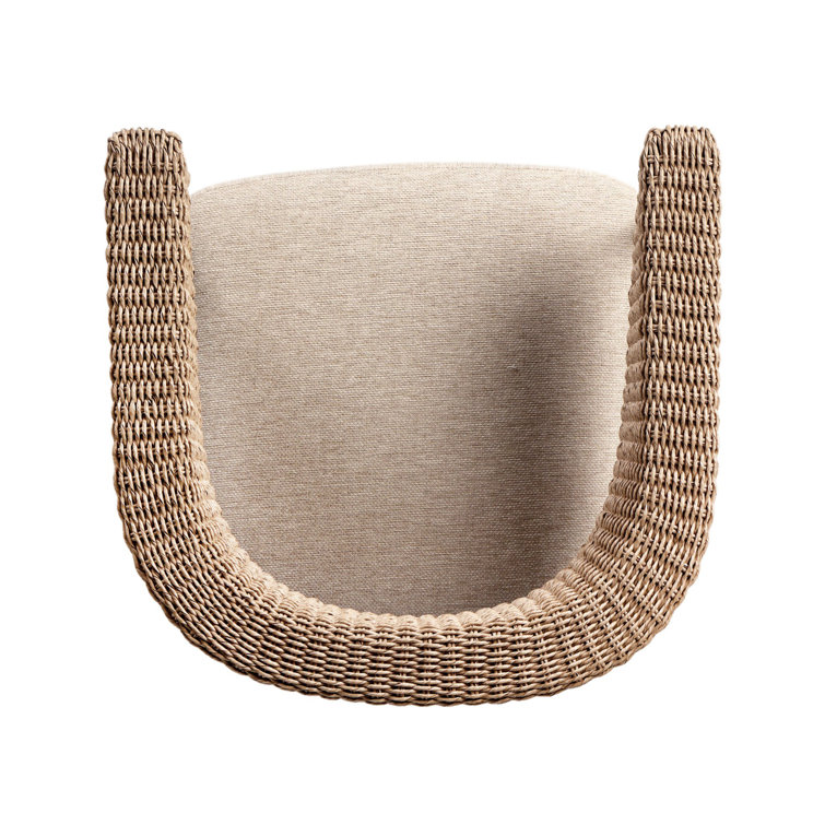 Taupe Woven Wicker and Iron Indoor/Outdoor Dining Chair