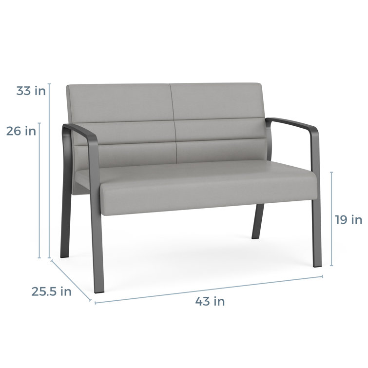 Navy and Charcoal Metal Frame Reception Loveseat