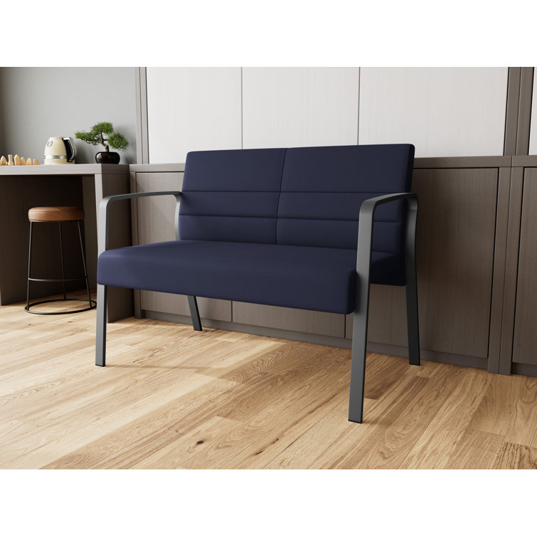 Navy and Charcoal Metal Frame Reception Loveseat