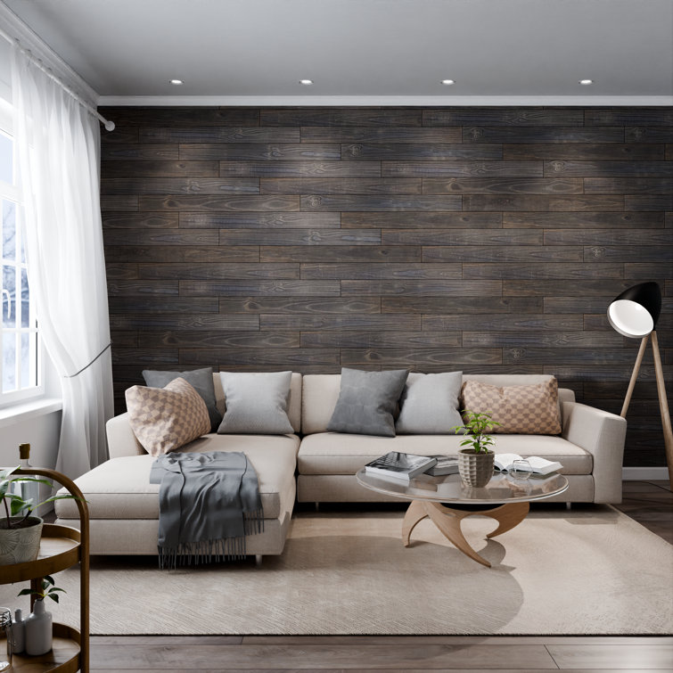 Ebony Pine 4 ft. Distressed Barn Wood Wall Planks (6-Pack)