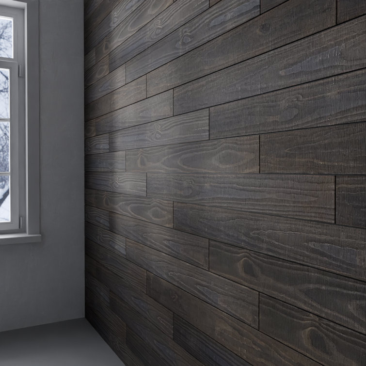 Ebony Pine 4 ft. Distressed Barn Wood Wall Planks (6-Pack)