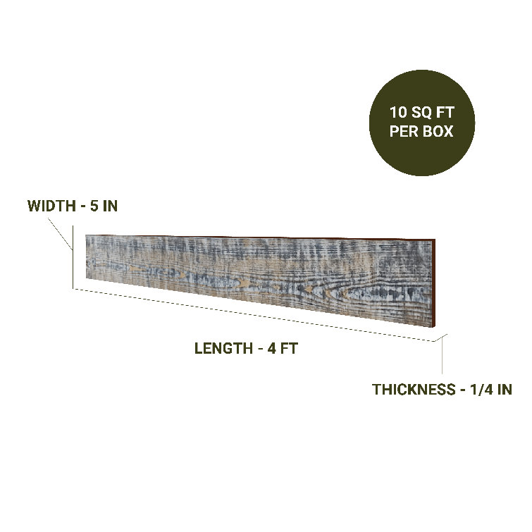 Camo Distressed Pine Barn Wood Wall Planks 4 ft 6-Pack