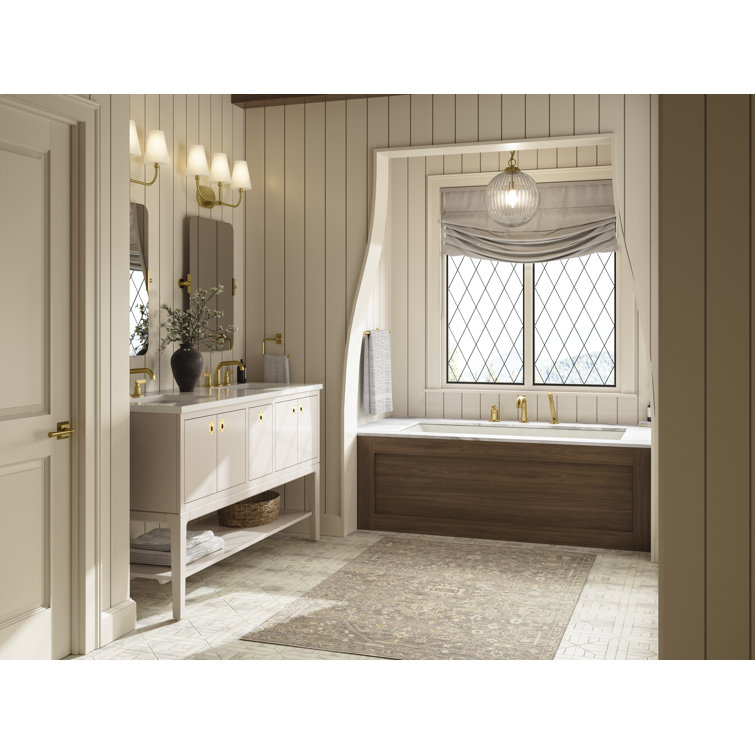 Vibrant Brushed Moderne Brass Rectangular Frameless Bathroom Vanity Mirror